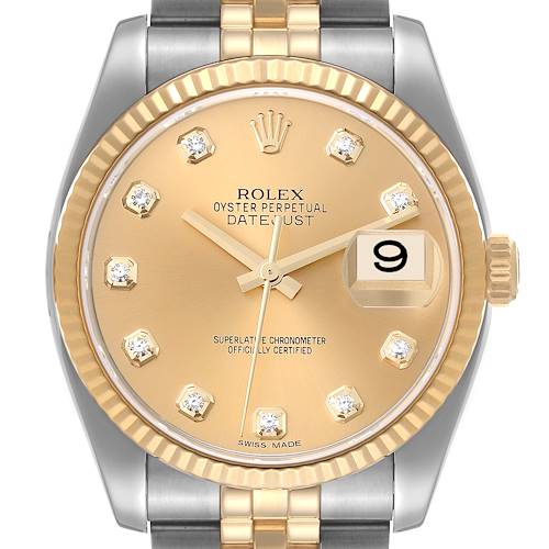Photo of Rolex Datejust 36 Steel Yellow Gold Diamond Mens Watch 116233