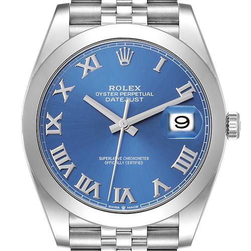 Photo of Rolex Datejust 41 Blue Roman Dial Steel Mens Watch 126300 Unworn