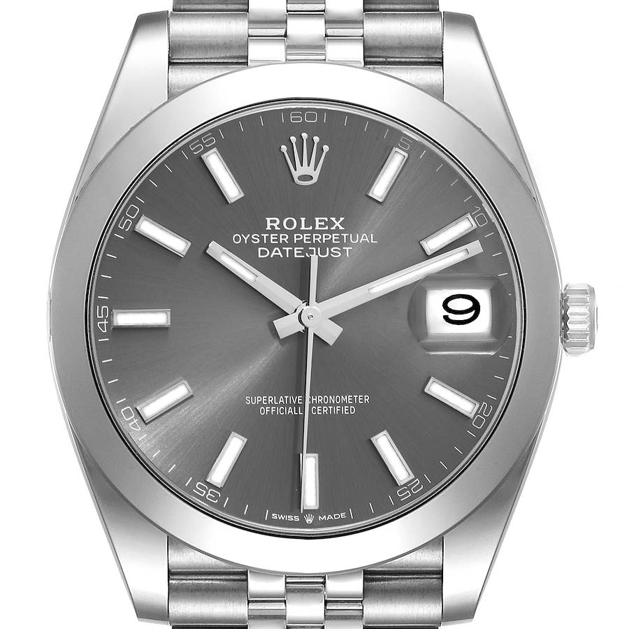 Rolex Datejust 41 Slate Dial Smooth Bezel Steel Mens Watch 126300 Unworn SwissWatchExpo
