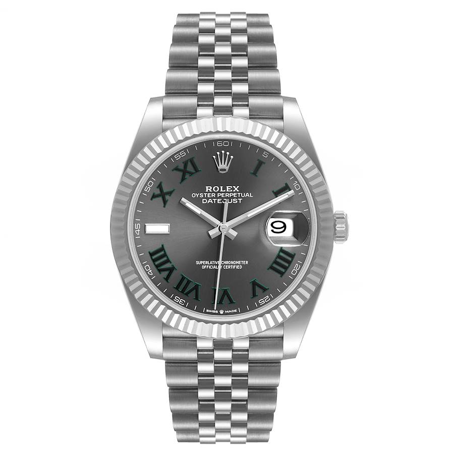 Rolex Datejust 41 Steel White Gold Wimbledon Dial Mens Watch 126334 Unworn  | SwissWatchExpo