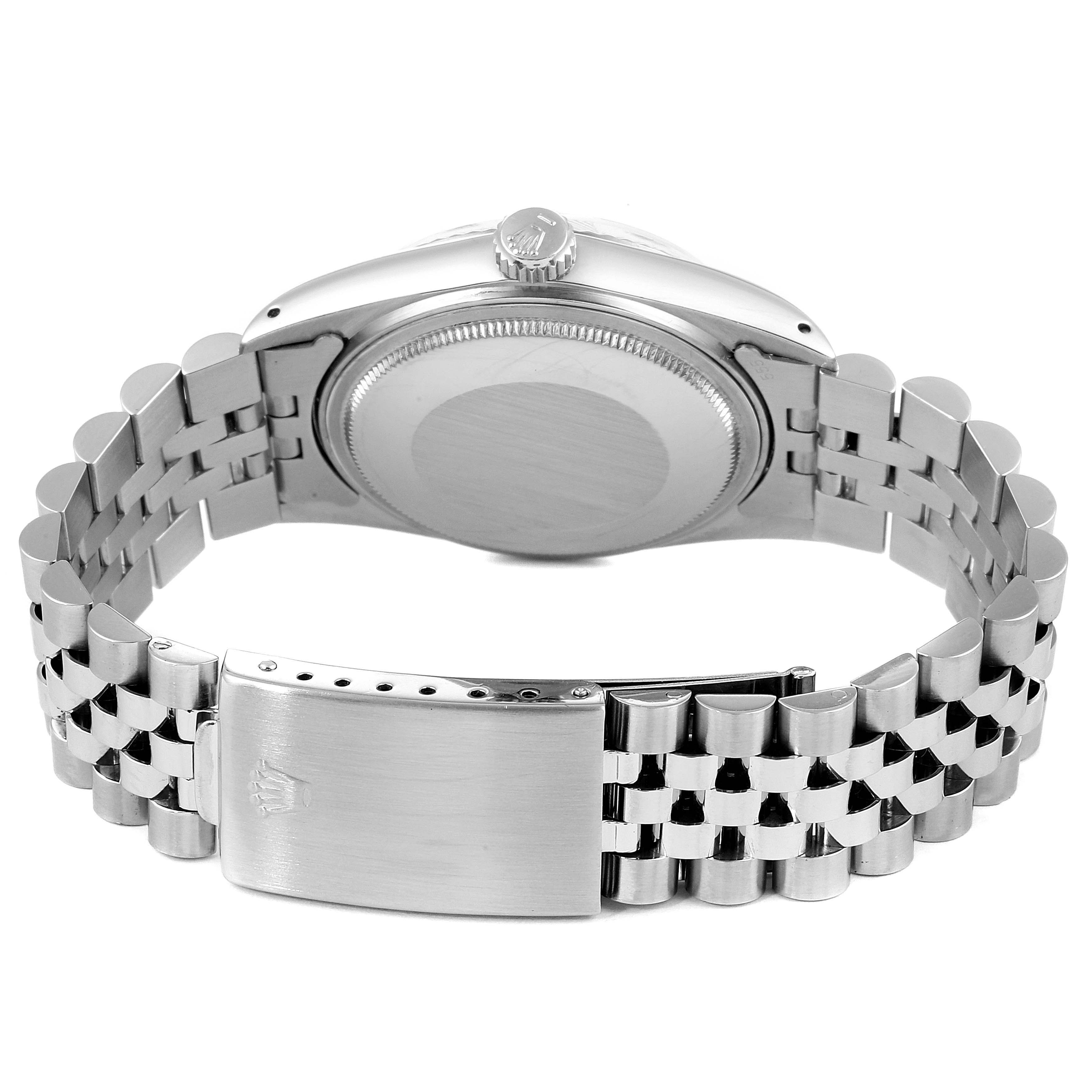 This image shows the back case and clasp of a Rolex Vintage Collection 16014 Men's Stainless Steel Silver Dial 16014 Men's Stainless Steel Silver Dial model watch at a rear angle.