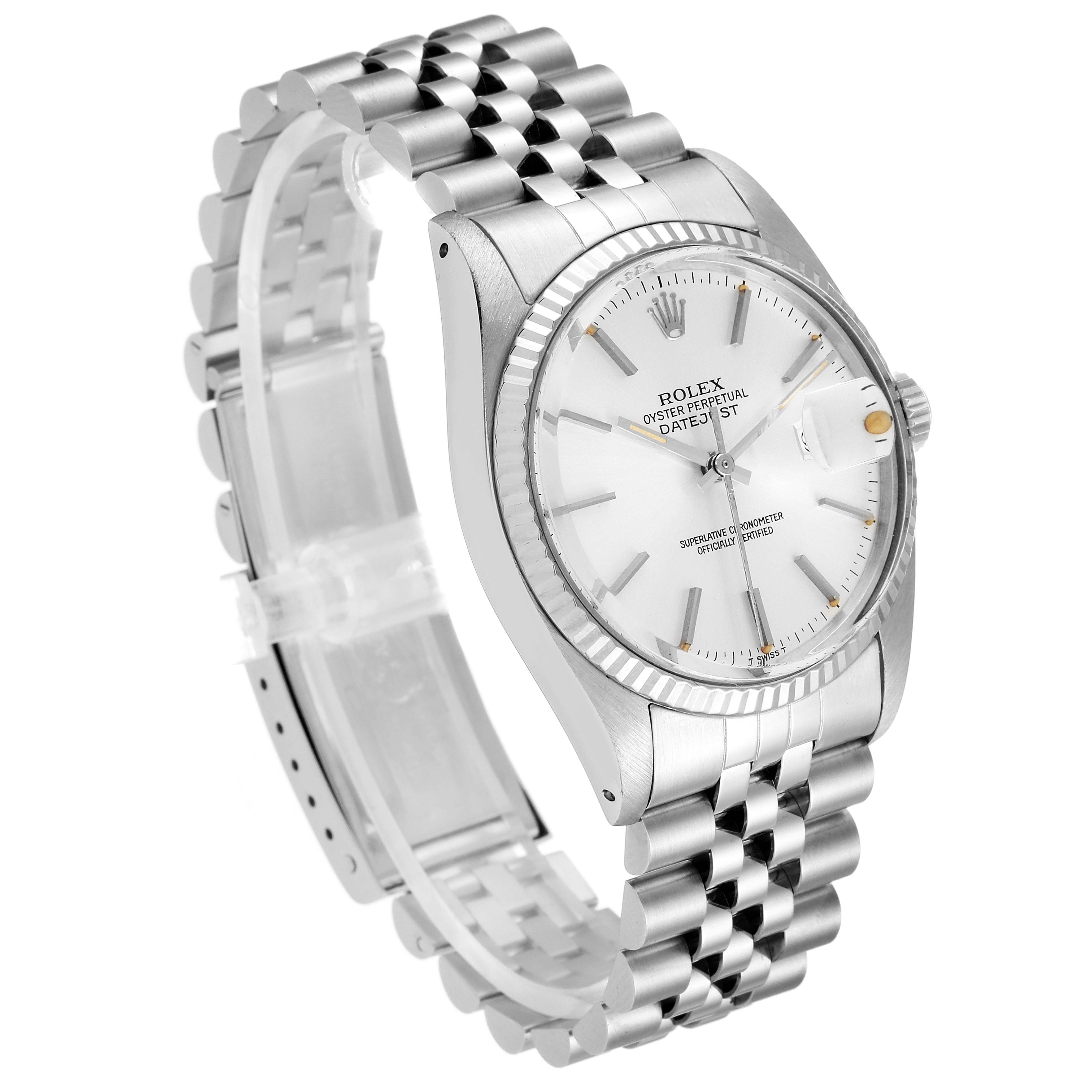 The Rolex Vintage Collection 16014 Men's Stainless Steel Silver Dial 16014 Men's Stainless Steel Silver Dial watch is shown at a slight angle, displaying its face, bezel, crown, and bracelet.