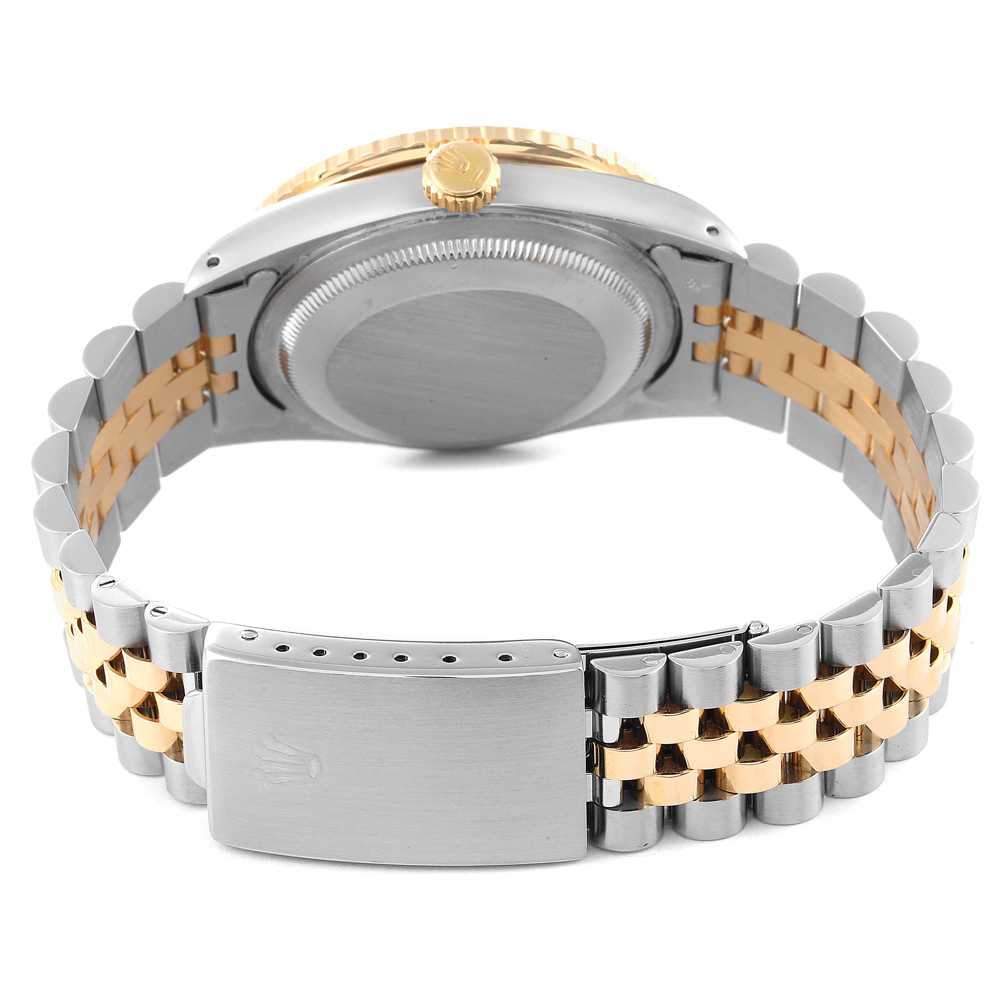 This image shows the back view of a Rolex Turn-o-Graph 16263 Men's Steel and Gold (two tone) Champagne Dial 16263 Men's Steel and Gold (two tone) Champagne Dial watch, highlighting the case back, crown, and jubilee bracelet.