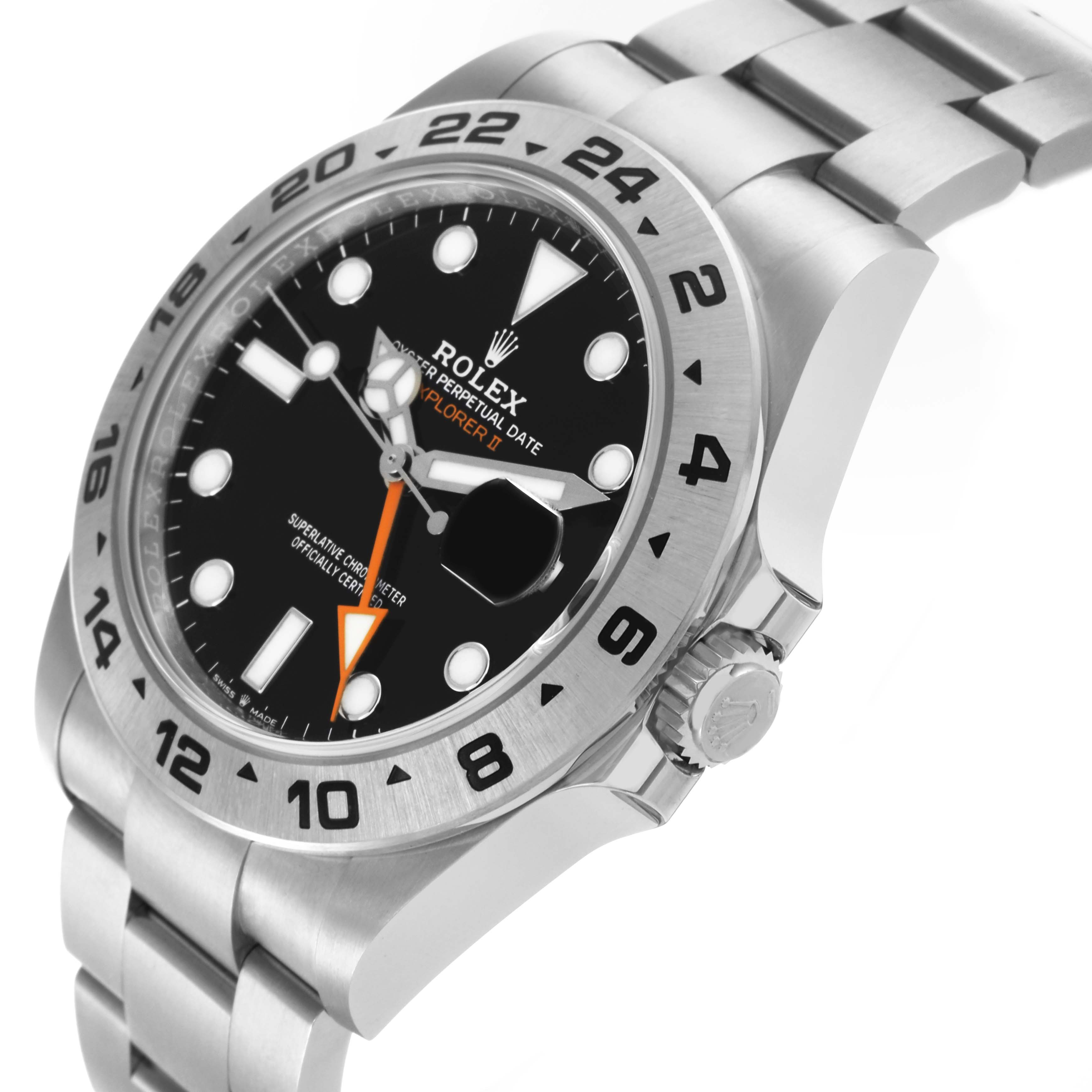 The image shows a Rolex Explorer M226570-0002 Men's Stainless Steel Black Dial M226570-0002 Men's Stainless Steel Black Dial watch at an angled view, highlighting the bezel, dial, crown, and bracelet links.