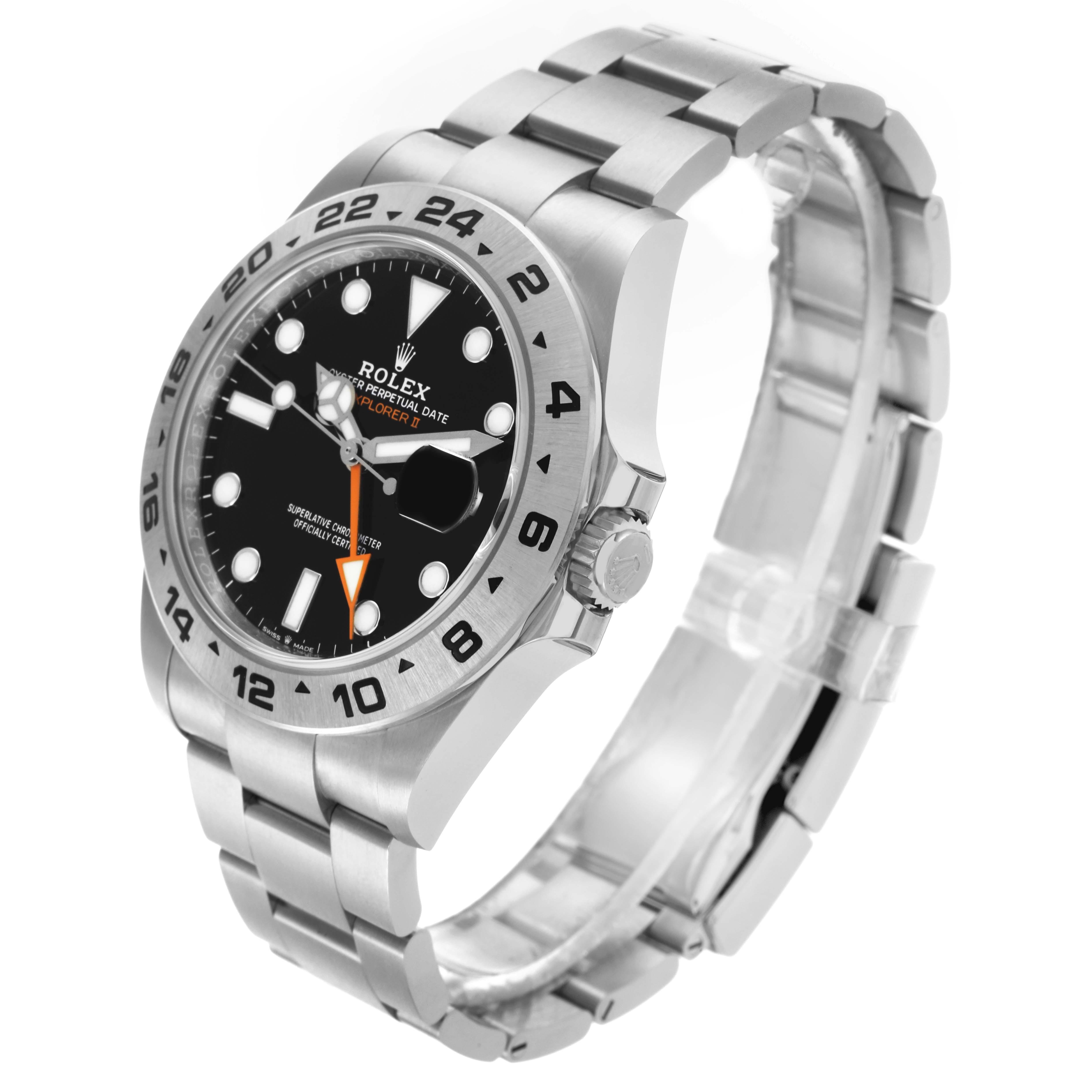 The Rolex Explorer M226570-0002 Men's Stainless Steel Black Dial M226570-0002 Men's Stainless Steel Black Dial watch is shown at an angled front view, displaying the face, bezel, crown, and metal bracelet.