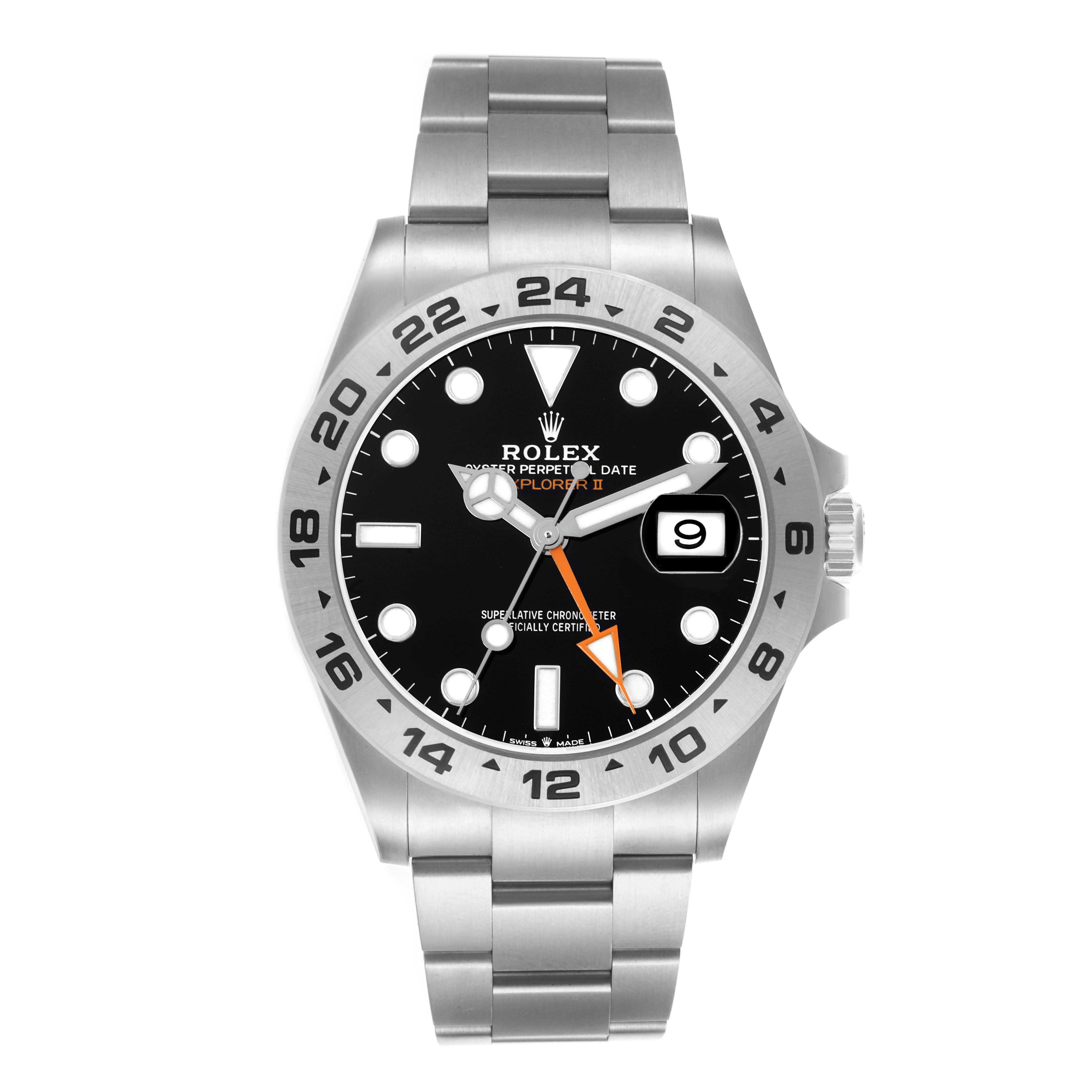 The image shows a Rolex Explorer M226570-0002 Men's Stainless Steel Black Dial M226570-0002 Men's Stainless Steel Black Dial watch from a front angle, highlighting the dial, bezel, and bracelet.
