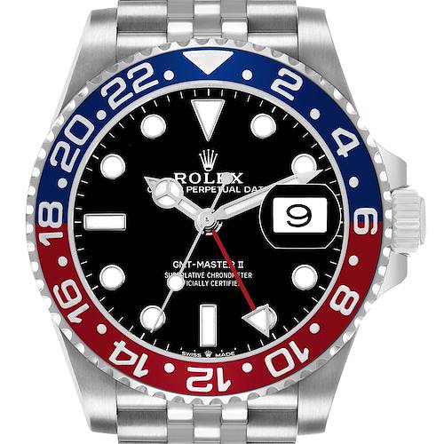Photo of Rolex GMT Master II Steel Pepsi Blue Red Bezel Mens Watch 126710 Card