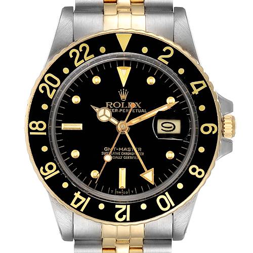 Photo of Rolex GMT Master Steel Yellow Gold Black Dial Vintage Mens Watch 16753