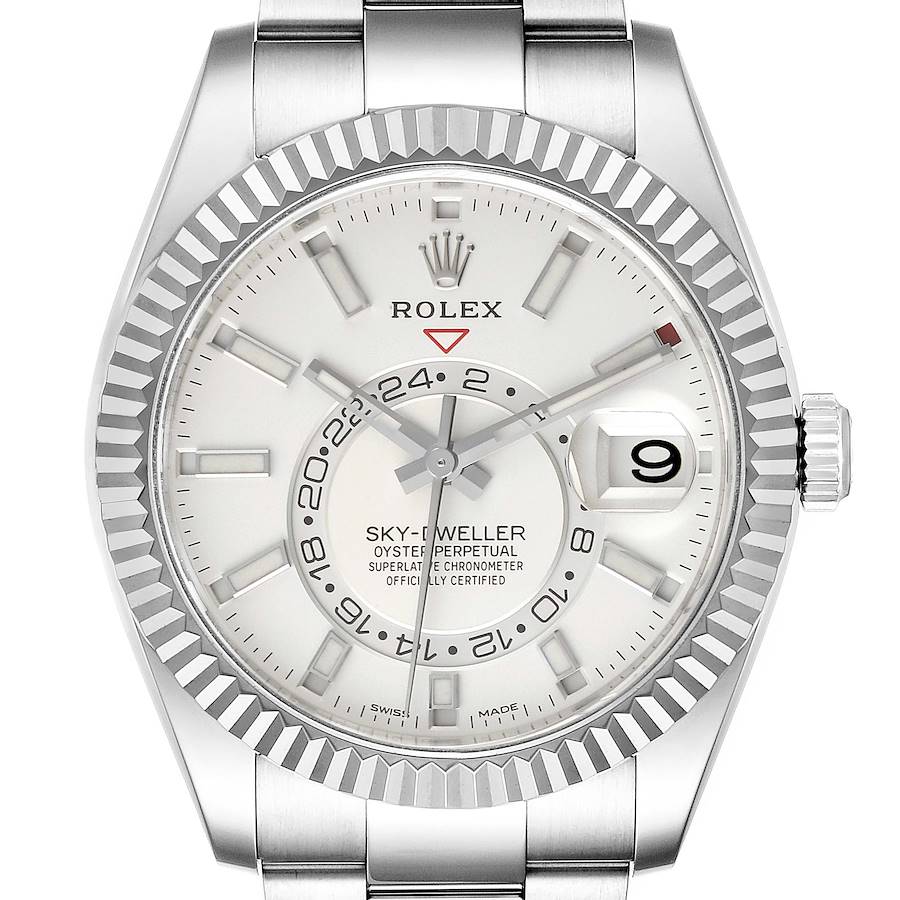 Rolex Sky-Dweller White Dial Steel White Gold Mens Watch 326934 Box Card SwissWatchExpo