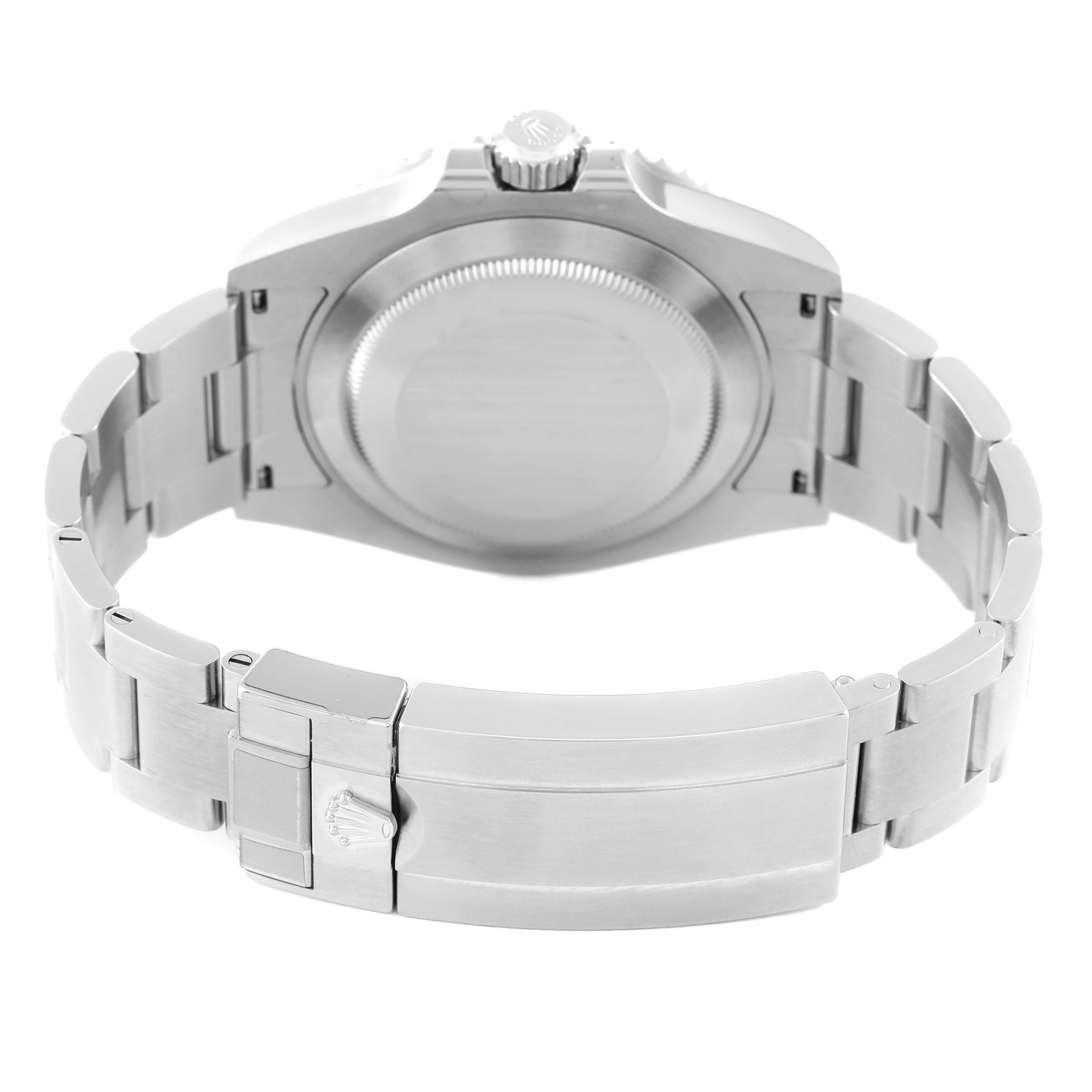 The image shows the back view of a Rolex Submariner 126610 Men's Stainless Steel Black Dial 126610 Men's Stainless Steel Black Dial watch, highlighting its case back, crown, and bracelet with the clasp.