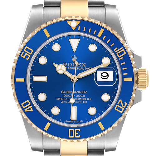Photo of Rolex Submariner Steel Yellow Gold Blue Dial Bezel Mens Watch 116613