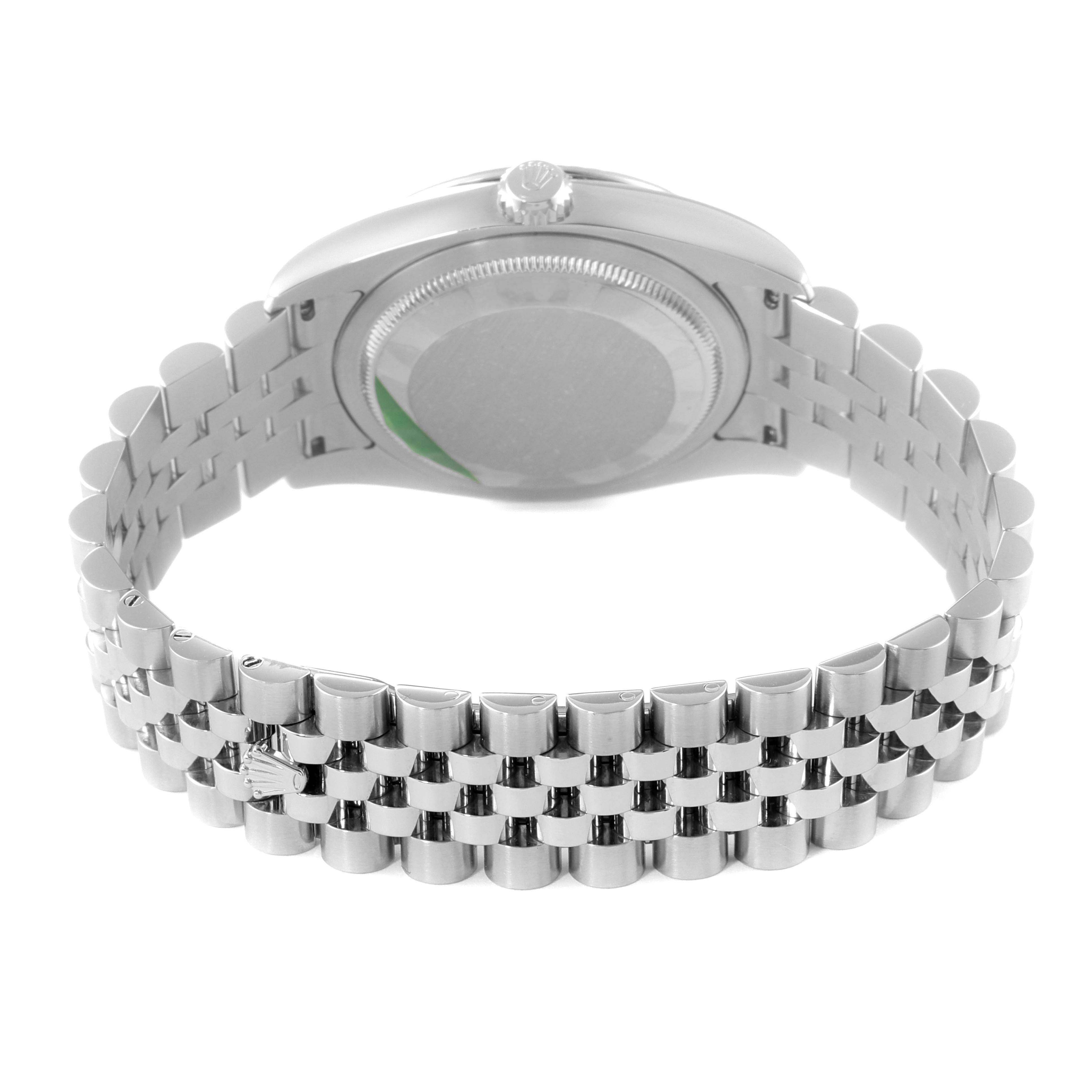 This image shows the back case and bracelet of the Rolex Turn-o-Graph 116264 Men
s Stainless Steel White Dial 116264 Men
s Stainless Steel White Dial watch viewed from the rear.