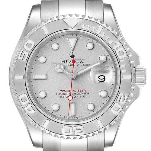 Photo of Rolex Yachtmaster 40 Steel Platinum Dial Bezel Mens Watch 16622 Box Papers