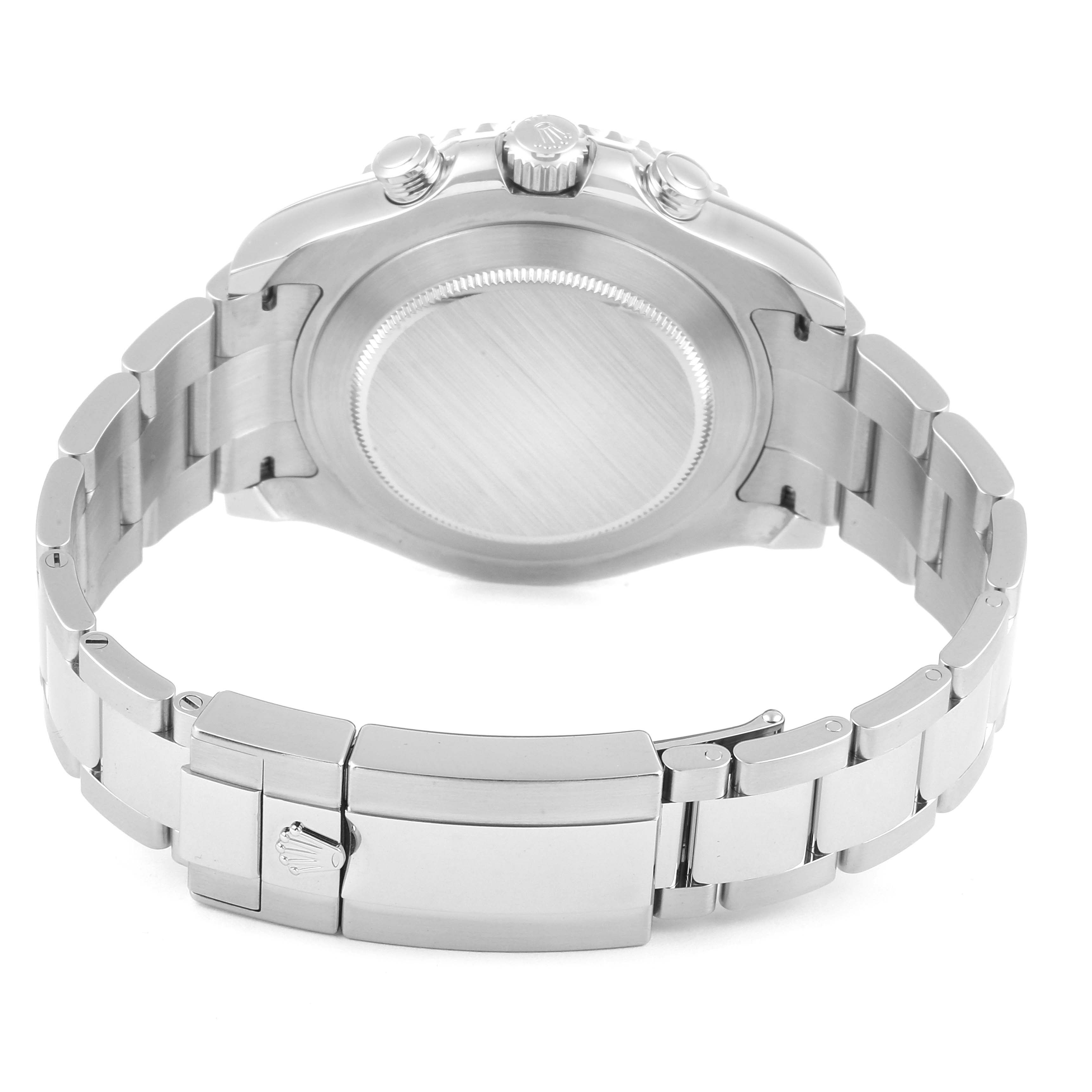 The image shows the back case and bracelet of a Rolex Yacht-Master 116680 Men
s Stainless Steel White Dial 116680 Men
s Stainless Steel White Dial watch from a rear angle.