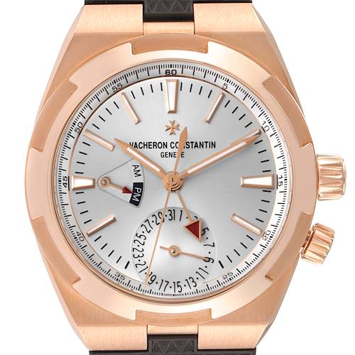 Photo of Vacheron Constantin Overseas Dual Time Rose Gold Mens Watch 7900V Box Card and Strap