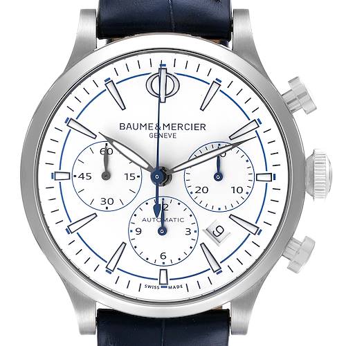 Photo of Baume Mercier Capeland White Dial Chronograph Steel Mens Watch MOA10437