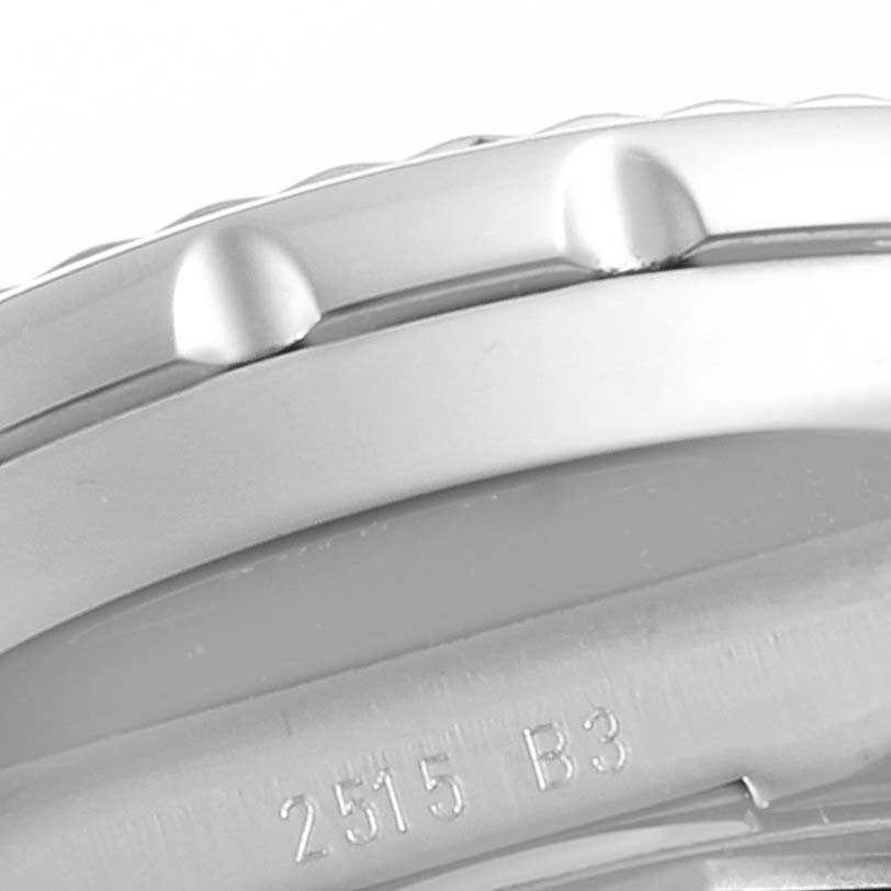 The image shows a close-up of the case side, bezel, and some engraved serial numbers of a Breitling Bentley AB0521U0/A768/789P/A20BA.1 Men's Stainless Steel Silver Dial AB0521U0/A768/789P/A20BA.1 Men's Stainless Steel Silver Dial watch.