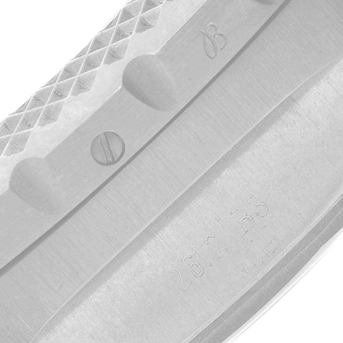 This image shows the side profile of a Bentley model by Breitling, highlighting its textured bezel and screws.