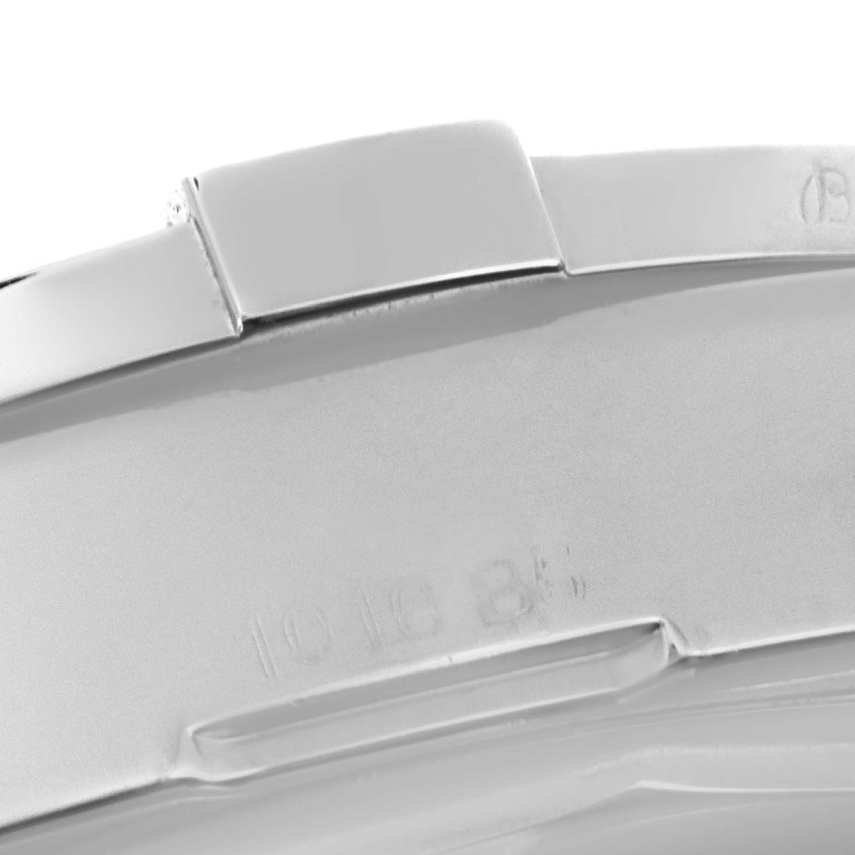 The image shows a close-up angle of the band and part of the clasp of a Breitling Colt A17388 Men's Stainless Steel Black Dial A17388 Men's Stainless Steel Black Dial watch.