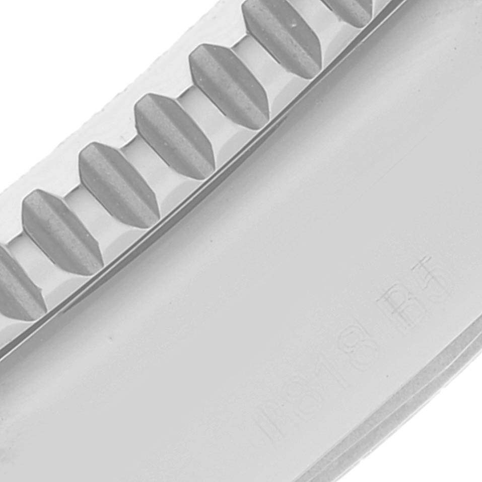 This close-up image shows the detailed edge of the bezel of a Breitling Superocean A17365 Men's Stainless Steel Blue Dial A17365 Men's Stainless Steel Blue Dial watch.