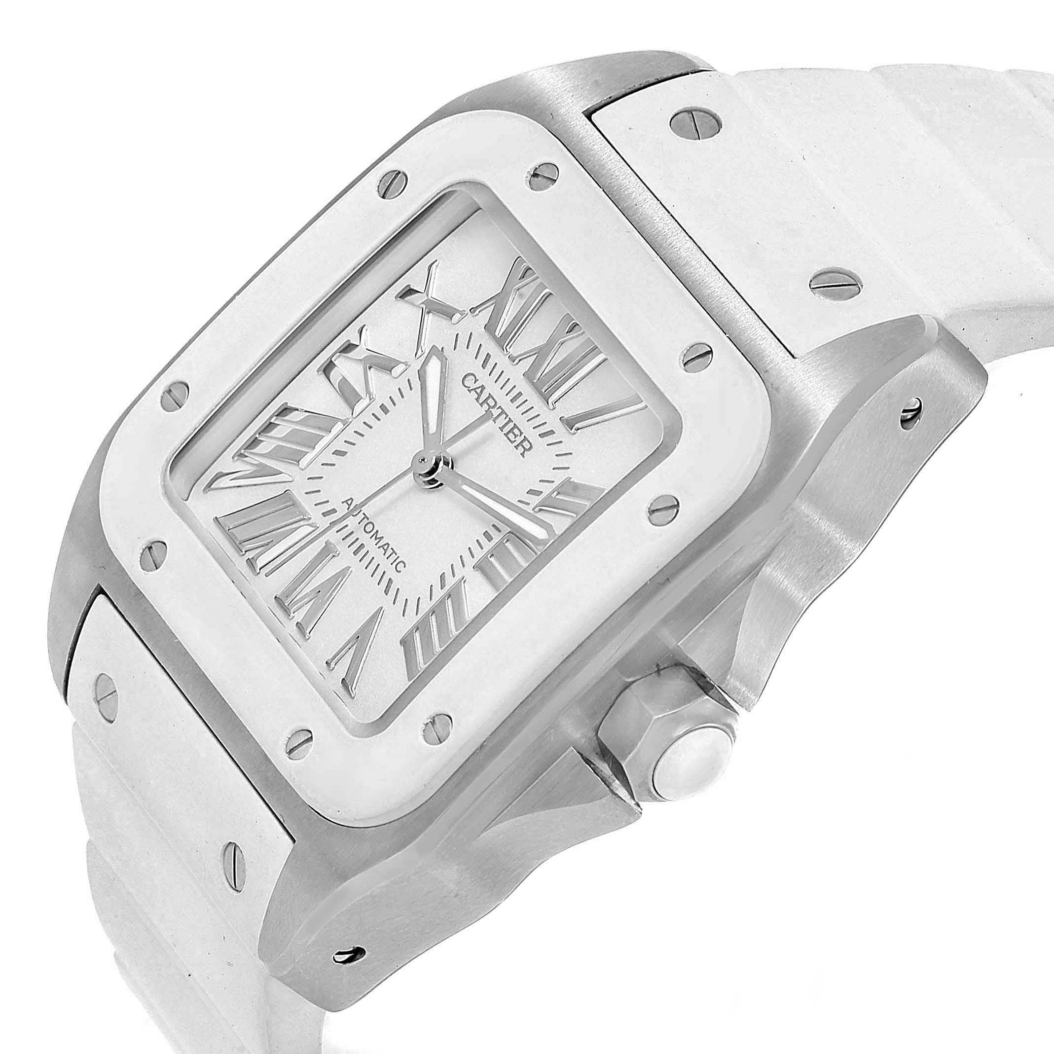 white rubber cartier watch