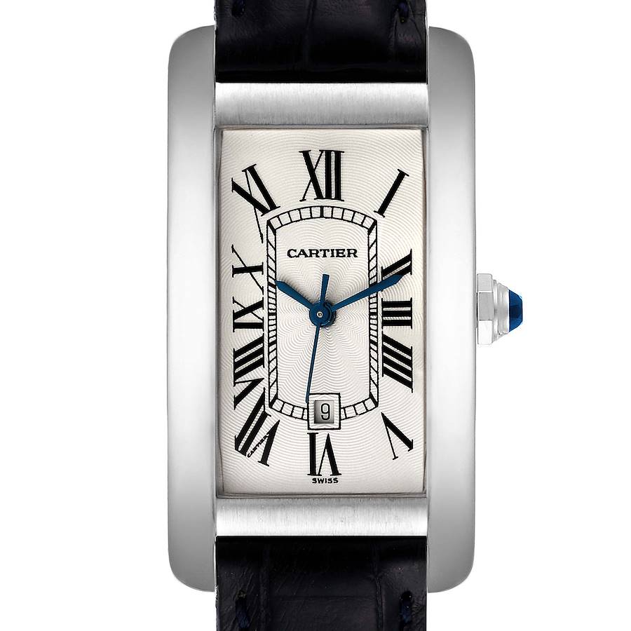 Cartier Tank Americaine Midsize White Gold Ladies Watch W2603656 Box Papers SwissWatchExpo