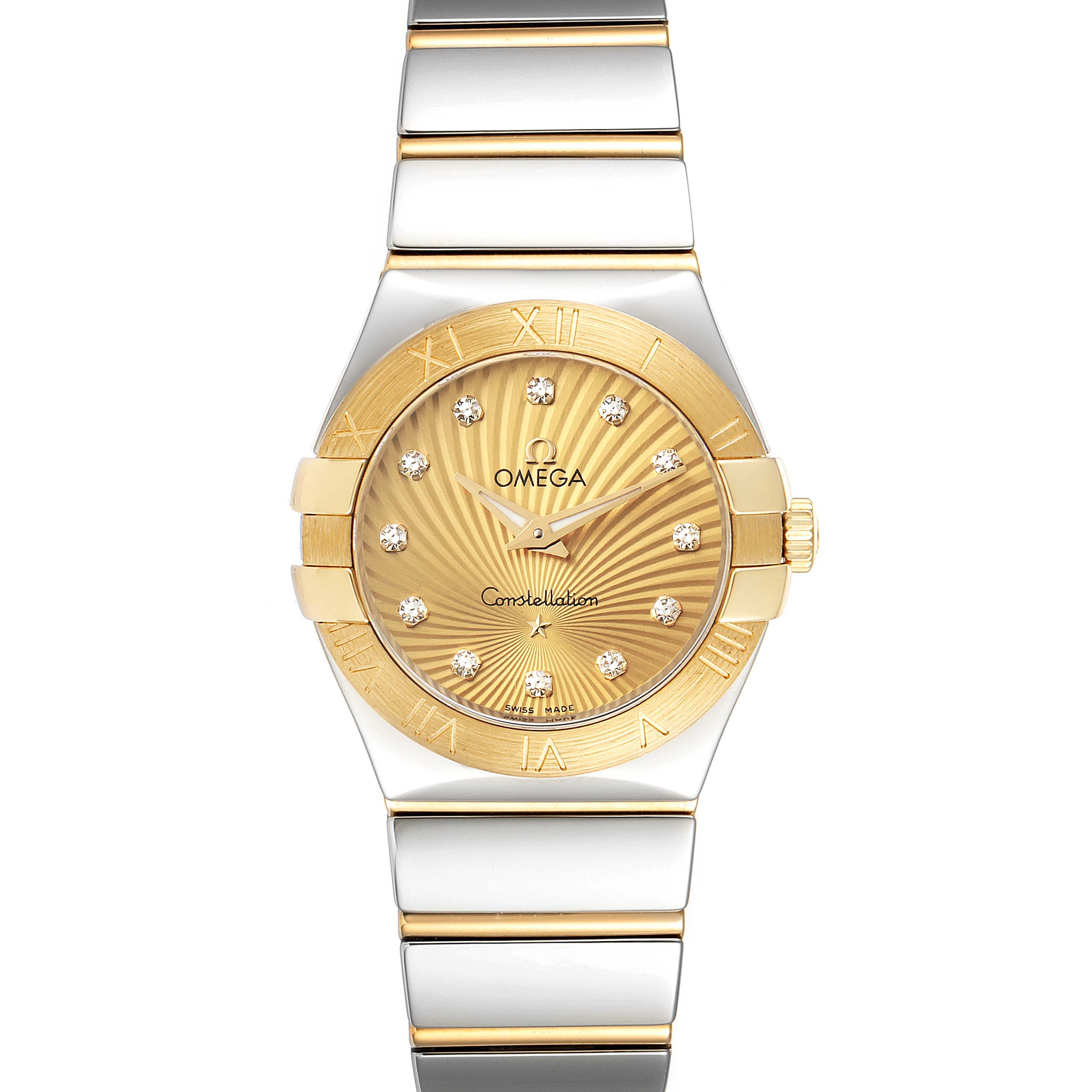 Omega Constellation Steel Yellow Gold Diamond Watch 123.20.27.60.58.002