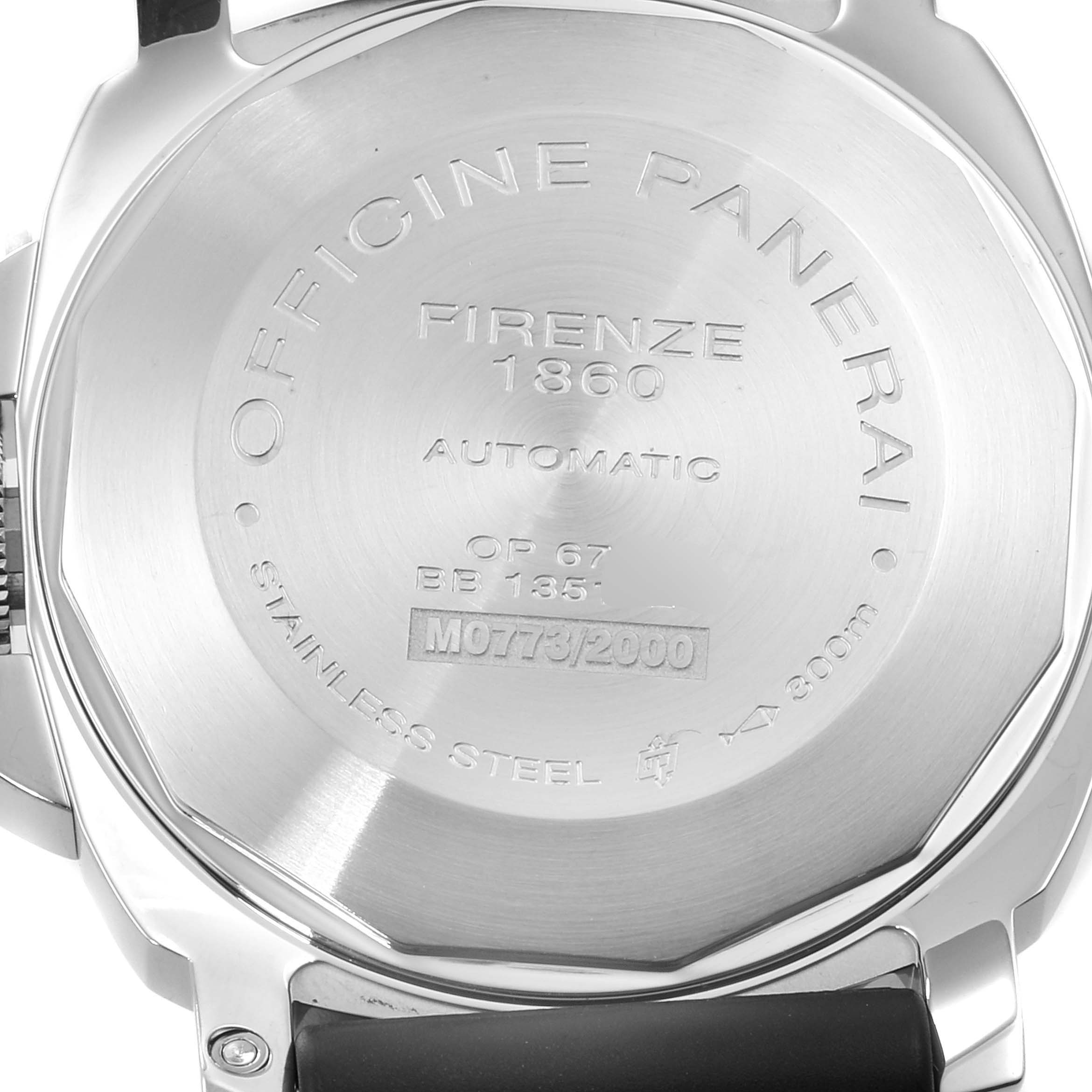 This image shows the back case of the Panerai Luminor PAM00088 Men
s Stainless Steel Black Dial PAM00088 Men
s Stainless Steel Black Dial watch.
