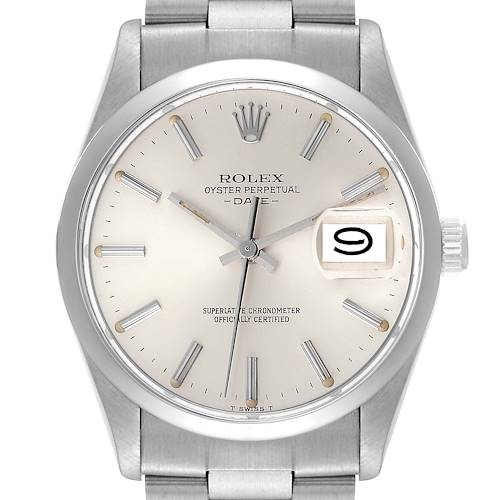 Photo of Rolex Date Stainless Steel Silver Dial Vintage Mens Watch 15000