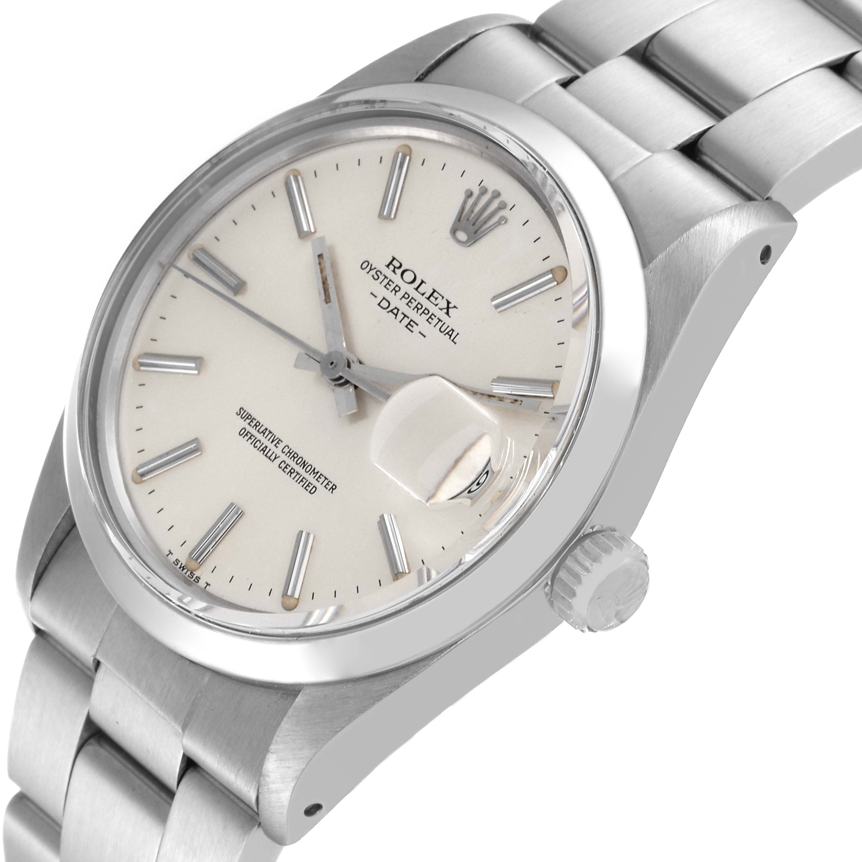 The Rolex Vintage Collection 15000 Men
s Stainless Steel Silver Dial 15000 Men
s Stainless Steel Silver Dial model watch is shown at an angle highlighting the dial, stainless steel case, and bracelet.
