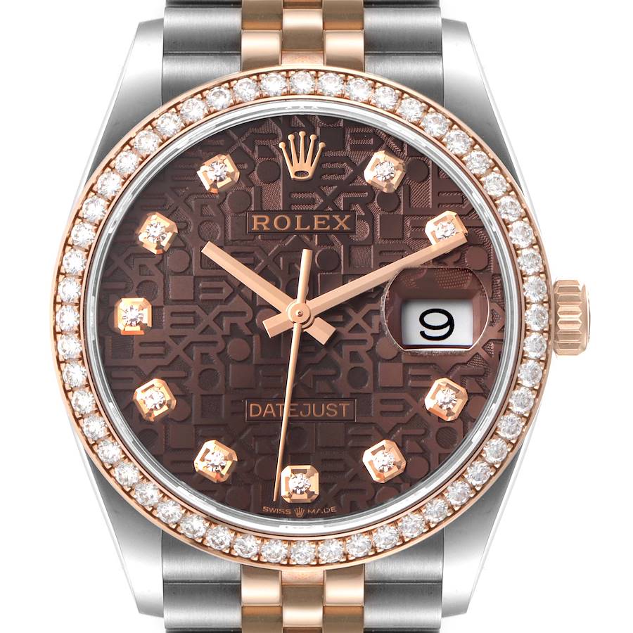 Rolex Datejust Steel Rose Gold Diamond Mens Watch 126281 Box Card SwissWatchExpo