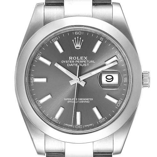 Photo of Rolex Datejust 41 Grey Dial Domed Bezel Steel Mens Watch 126300 Box Card NOT FOR SALE