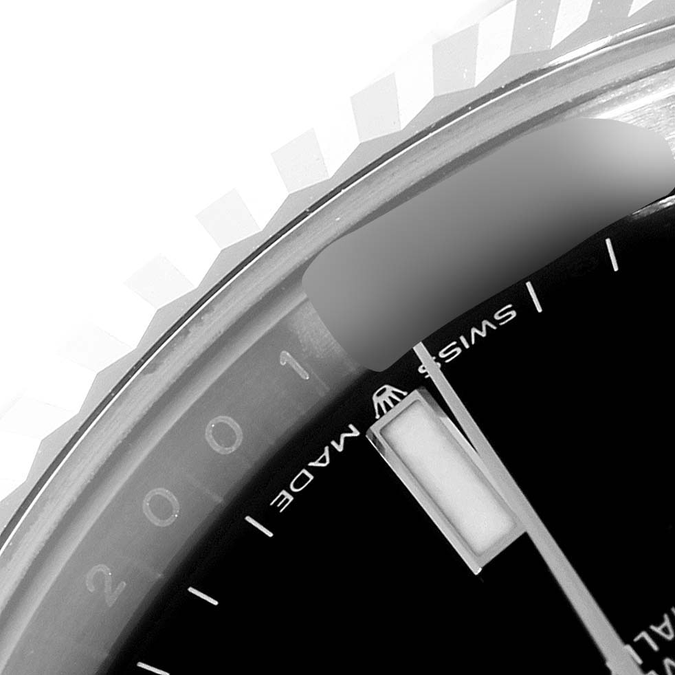 This image shows the close-up of the bezel and face of a Rolex Datejust 41 126334 Men
s Stainless Steel Black Dial 126334 Men
s Stainless Steel Black Dial watch.