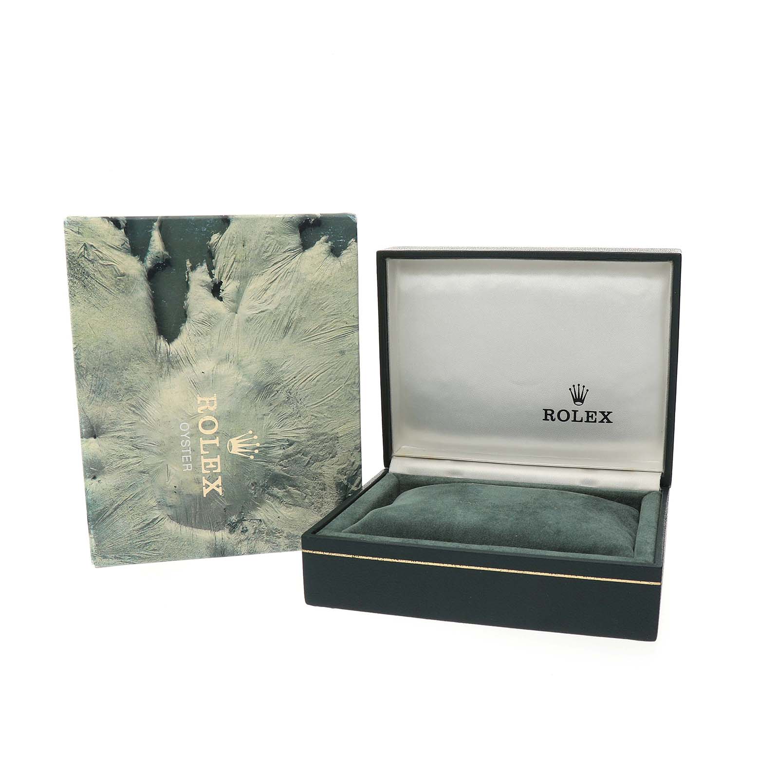 The image shows a Rolex Datejust 68273 Women's Steel and Gold (two tone) Champagne Dial model box and cover, viewed from the front with the box open.