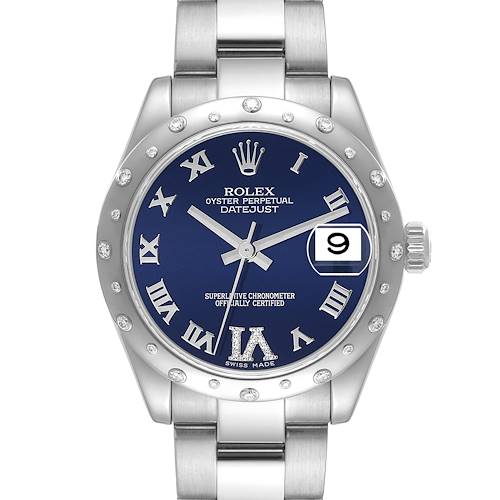 Photo of Rolex Datejust Midsize Blue Dial Steel Diamond Ladies Watch 178344