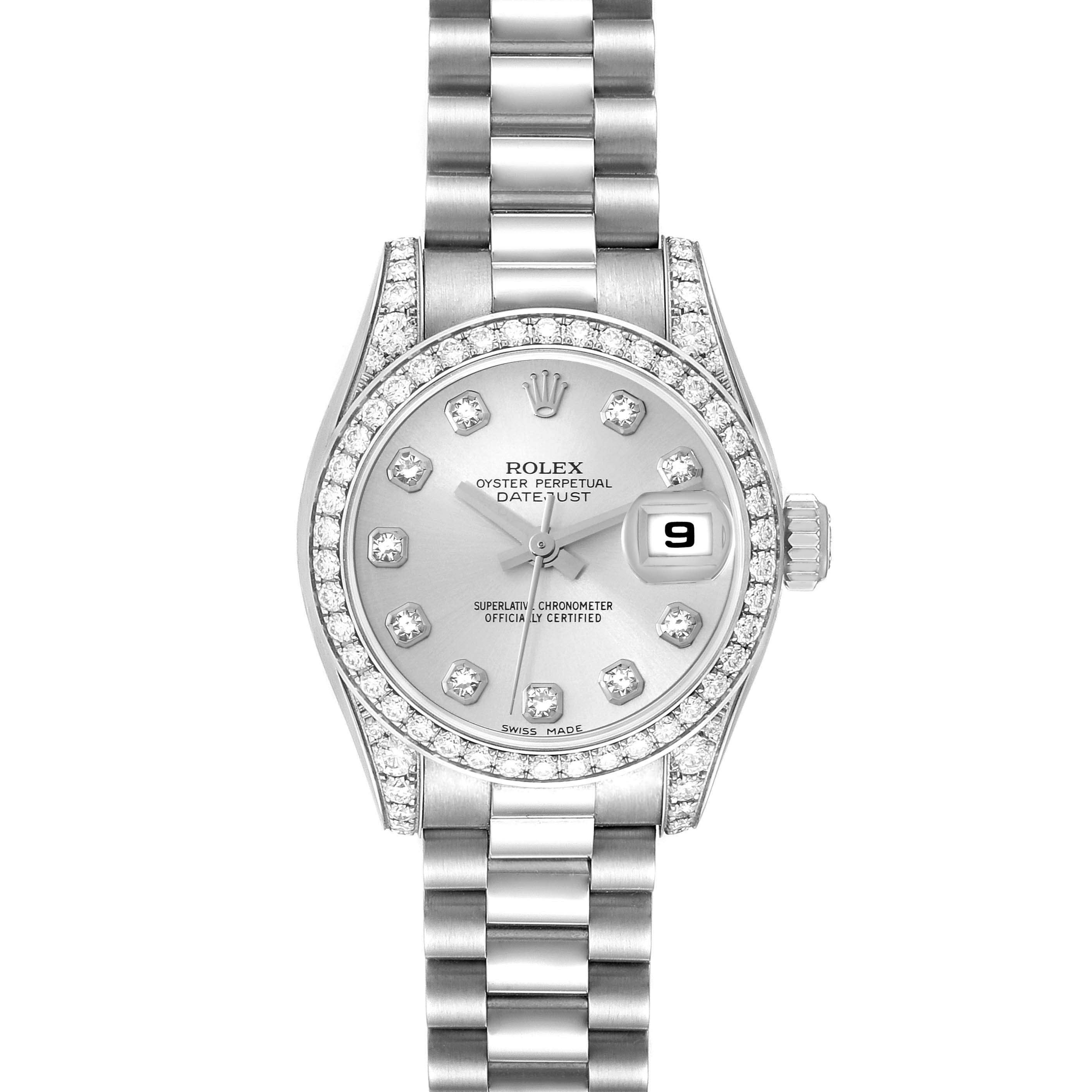 Rolex Datejust President White Gold Diamond Bezel Ladies Watch 179159 ...