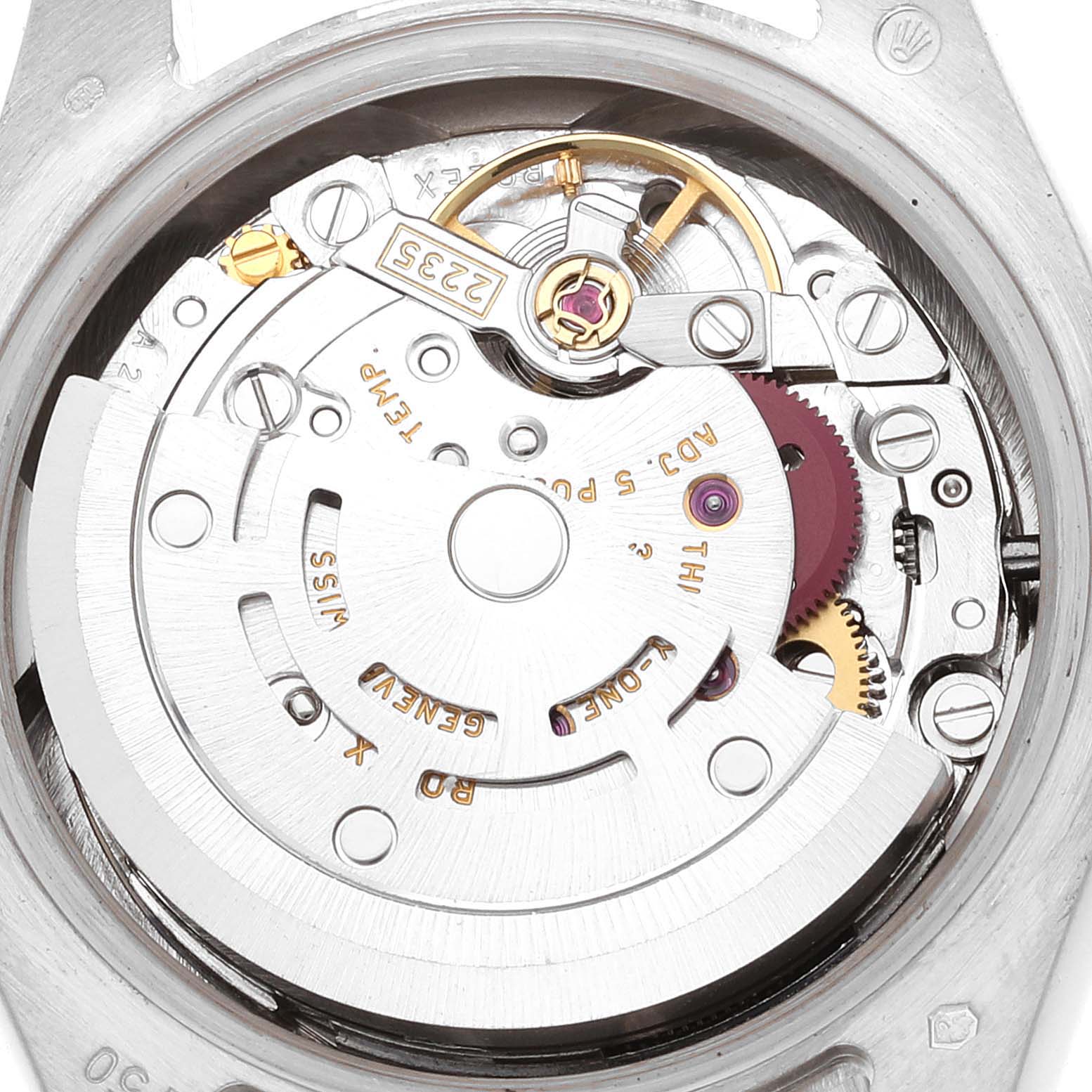 This image shows the internal movement mechanism of the Rolex President 179159 Women's White Gold Silver Dial 179159 Women's White Gold Silver Dial model watch, viewed from the back.