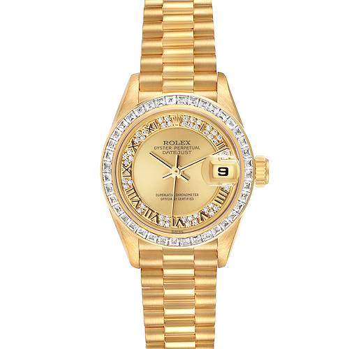 Photo of Rolex Datejust President Yellow Gold Diamond Bezel Myriad Dial Ladies Watch 69128