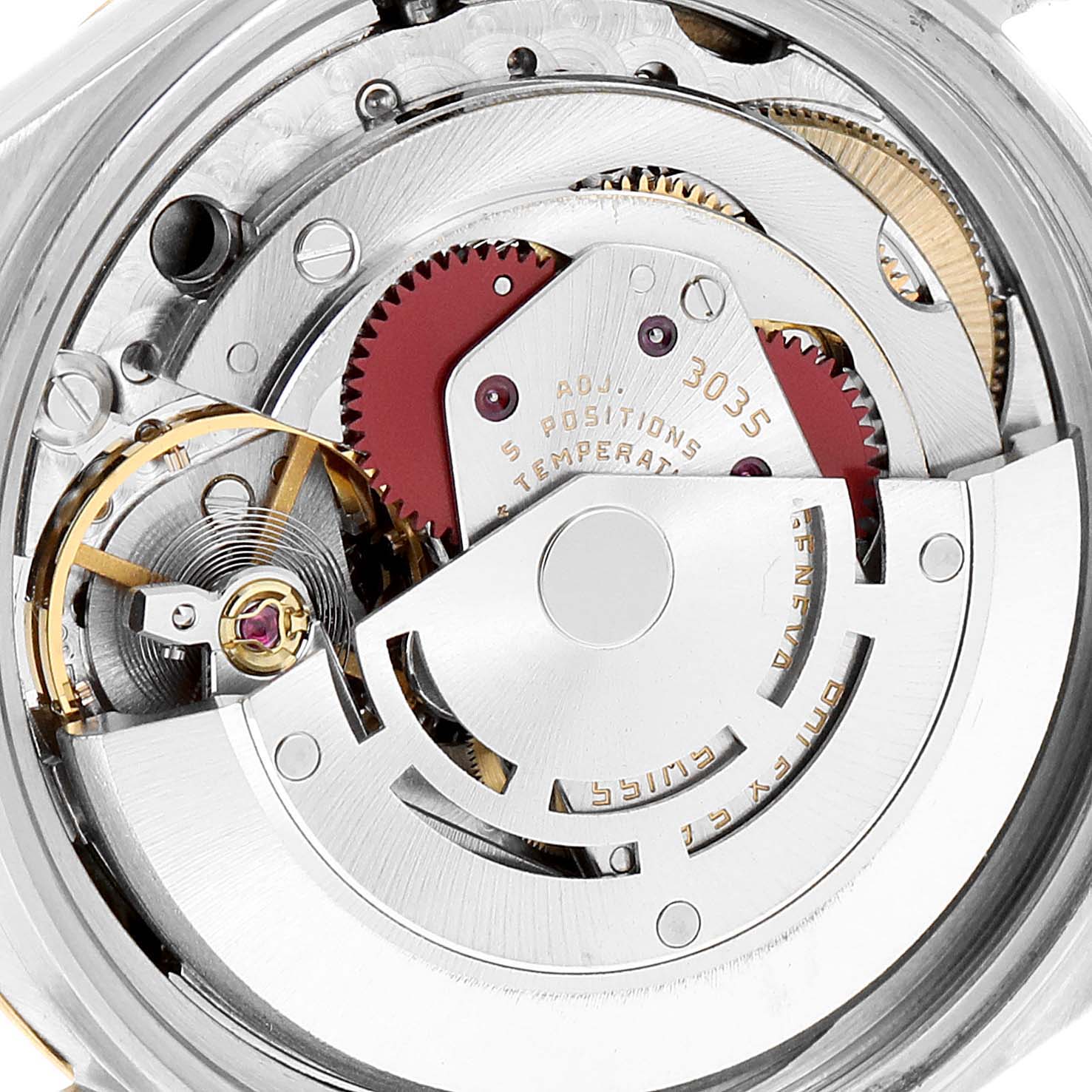 The image shows the intricate internal mechanism of a Vintage Collection Rolex watch.