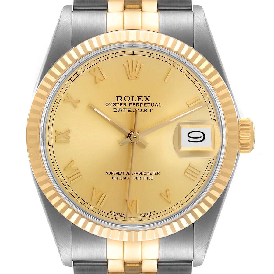 Rolex Datejust Steel Yellow Gold Champagne Dial Vintage Mens Watch 16013 SwissWatchExpo