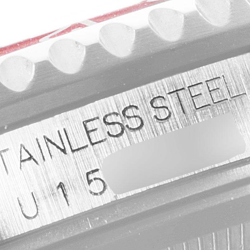 This image shows a close-up of the stainless steel casing, engraved with model details of the Rolex GMT-Master 16700 Men
s Stainless Steel Black Dial 16700 Men
s Stainless Steel Black Dial watch.