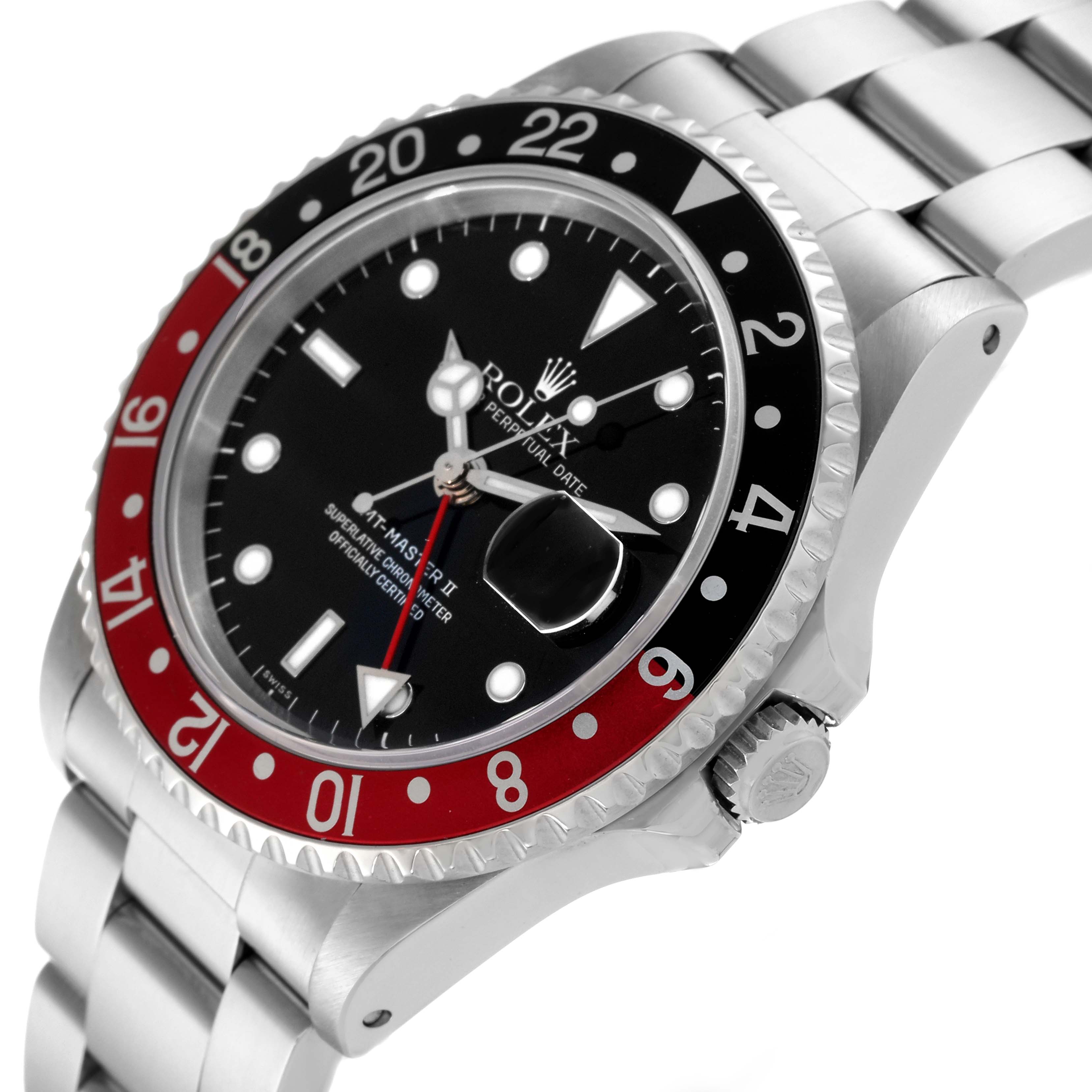 The Rolex GMT-Master 16710 Men
s Stainless Steel Black Dial 16710 Men
s Stainless Steel Black Dial watch is shown at a slight angle, highlighting the bezel, dial, bracelet, and crown.