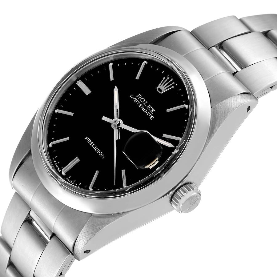 Rolex OysterDate Precision Black Dial Steel Vintage Mens Watch 6694