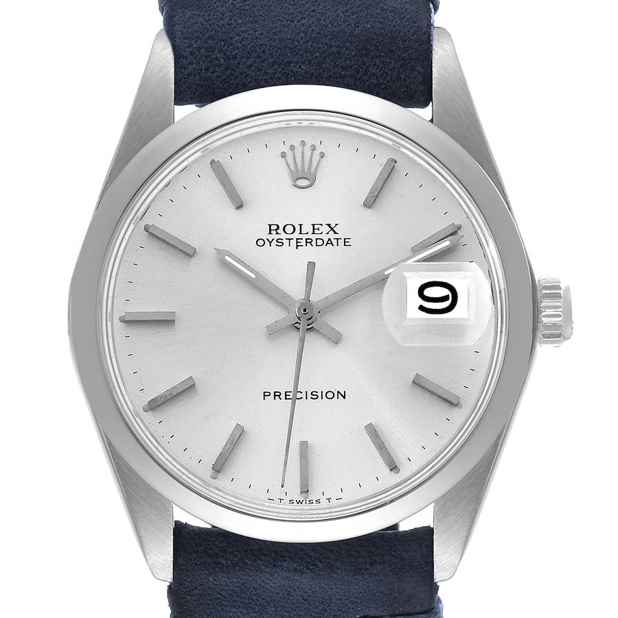 Rolex OysterDate Precision Silver Dial Vintage Steel Mens Watch 6694 SwissWatchExpo