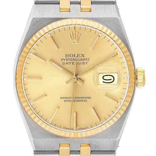 Photo of Rolex Oysterquartz Datejust Champagne Dial Steel Yellow Gold Mens Watch 17013