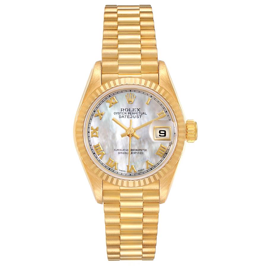 Rolex President Datejust Yellow Gold Mother of Pearl Ladies Watch