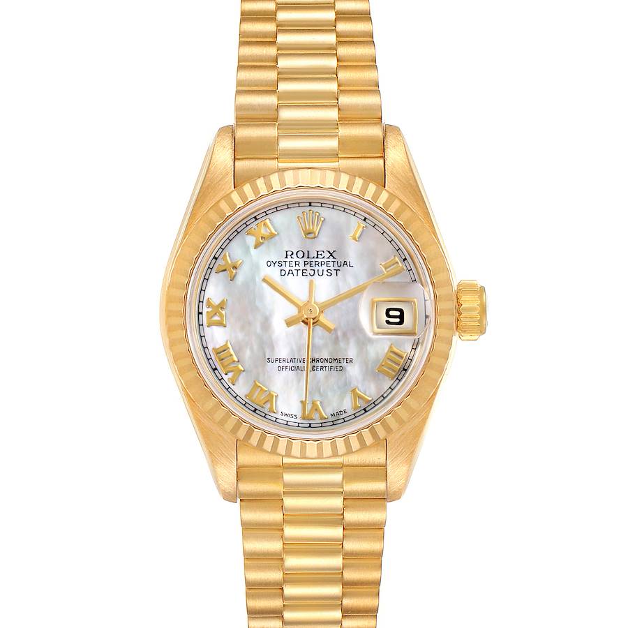 Rolex President Datejust Yellow Gold Mother of Pearl Ladies Watch 69178 SwissWatchExpo