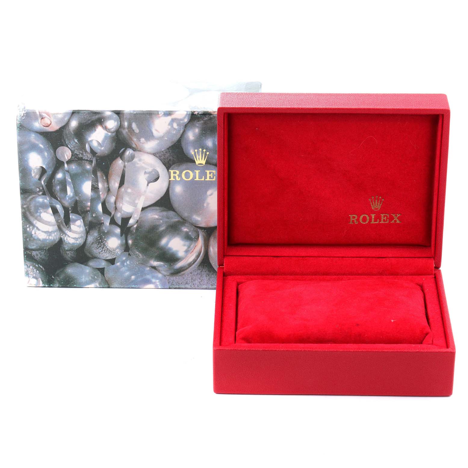 The image shows the packaging and cushioned display box for the Rolex President 69178 Women's Yellow Gold Mother of Pearl Dial 69178 Women's Yellow Gold Mother of Pearl Dial model watch.