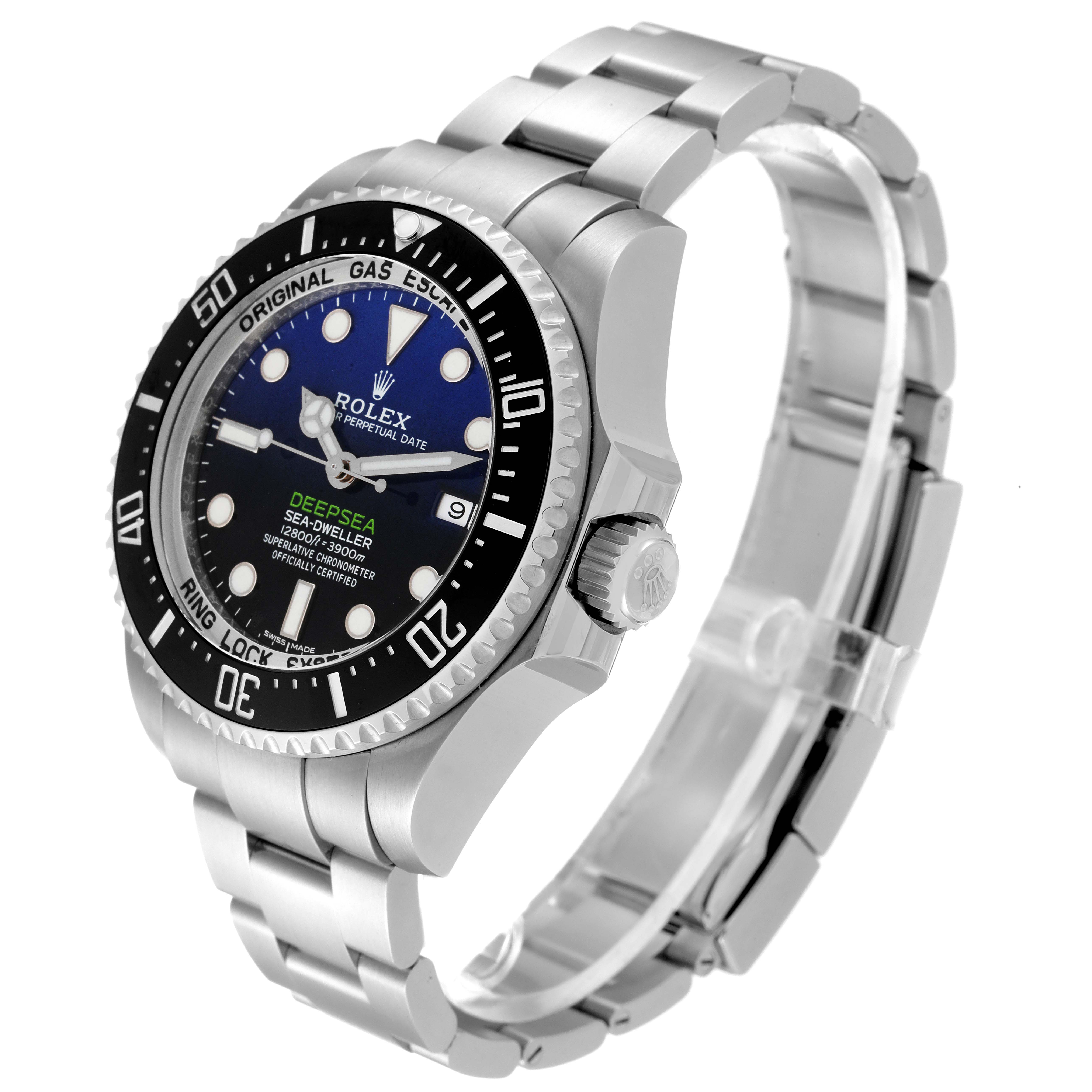 The image shows a Rolex Sea-Dweller 116660 Men's Stainless Steel Blue Dial 116660 Men's Stainless Steel Blue Dial watch at a slight angle, displaying the face, bezel, crown, and metal bracelet.