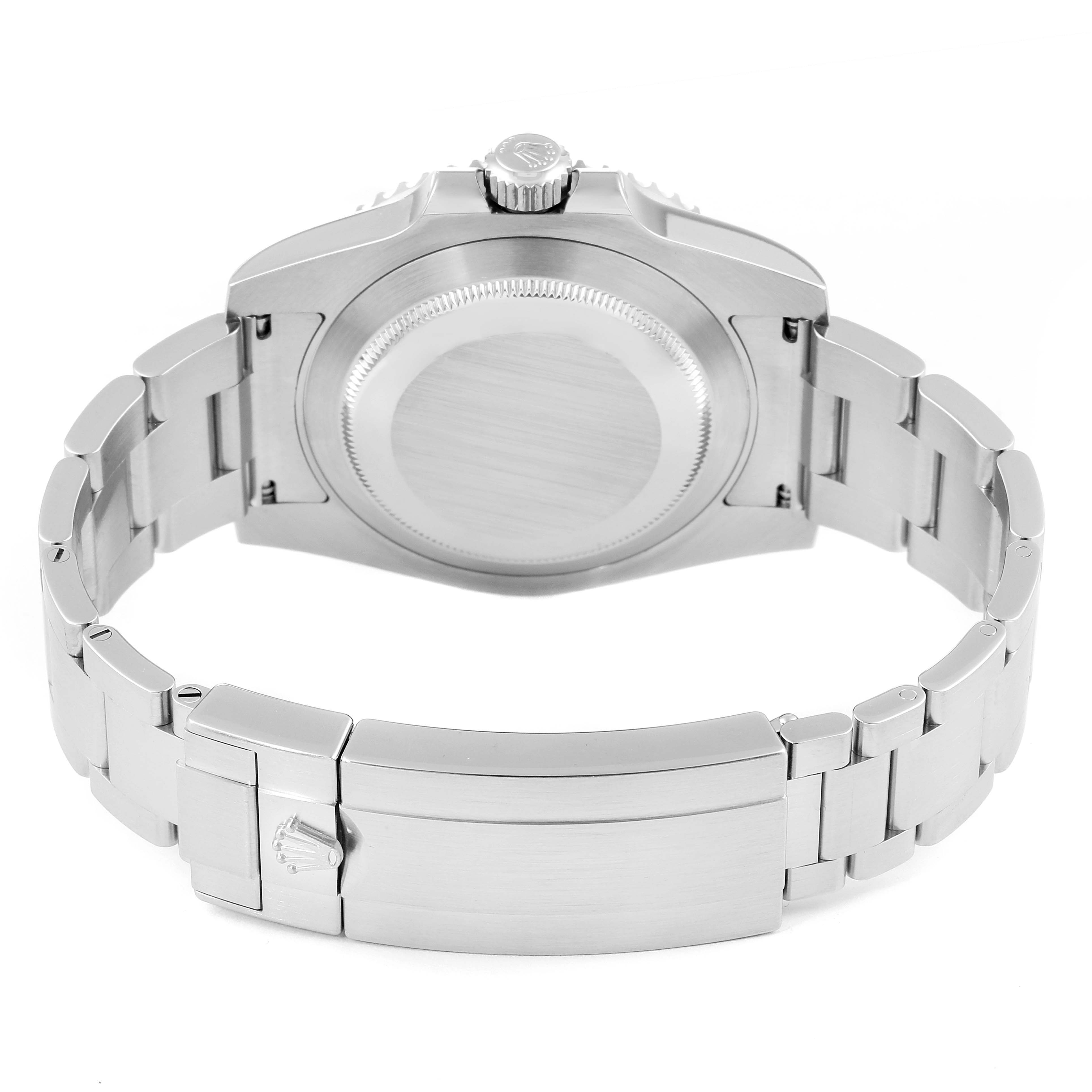 This image shows the back view of a Rolex Submariner 116610LN Men
s Stainless Steel Black Dial 116610LN Men
s Stainless Steel Black Dial watch, focusing on the case back, bracelet, and clasp.